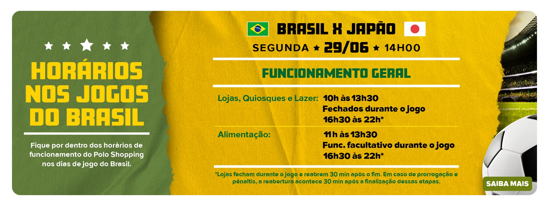 Horarios Jogos do Brasil Polo Shopping Indaiatuba