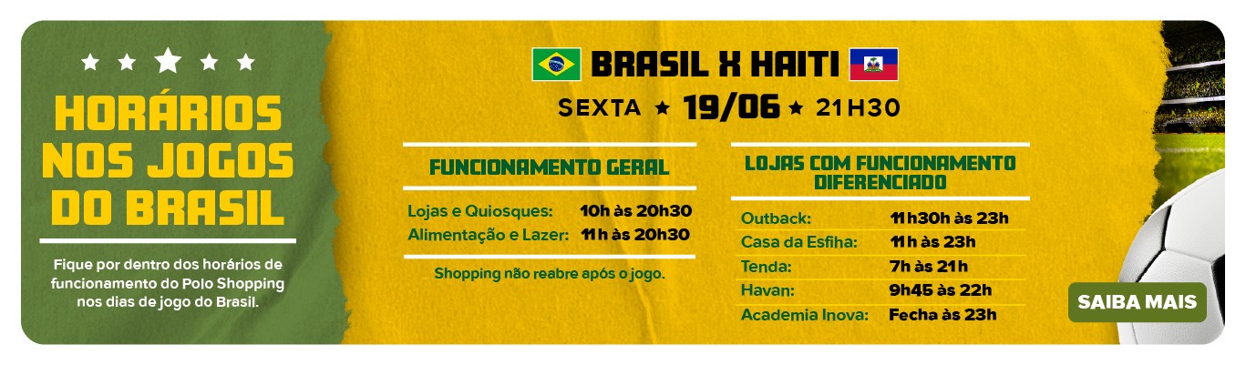 Horarios Jogos do Brasil Polo Shopping Indaiatuba