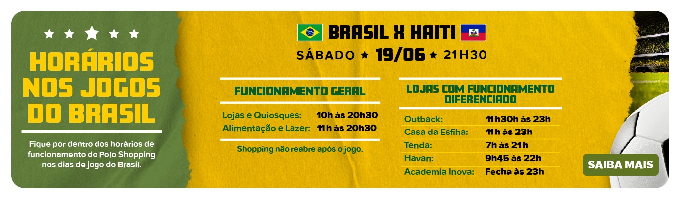 Horarios Jogos do Brasil Polo Shopping Indaiatuba
