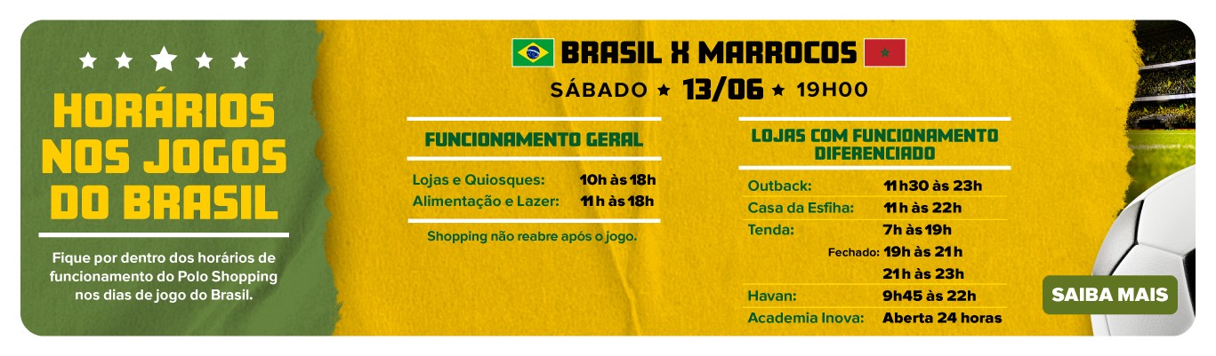 Horarios Jogos do Brasil Polo Shopping Indaiatuba