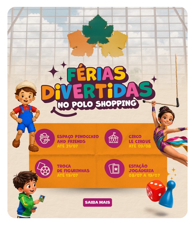 Programacao de ferias Polo Shopping Indaiatuba
